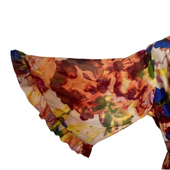 ANTHROPOLOGIE Maeve Jaida  Floral Silk Kimono Dress Size 12 - Picture 3 of 8
